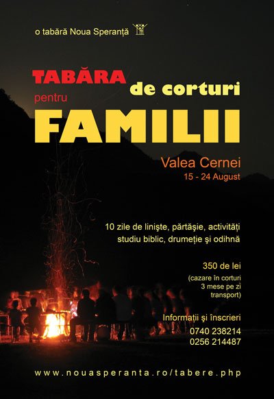 Tabără pentru familii pe Valea Cernei