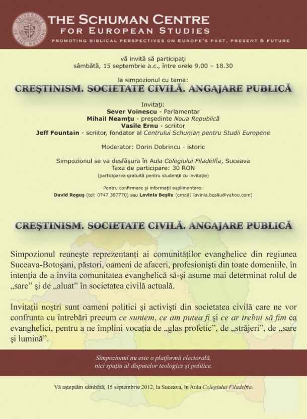 Simpozion – Creştinism; Societate Civilă; Angajare Publică