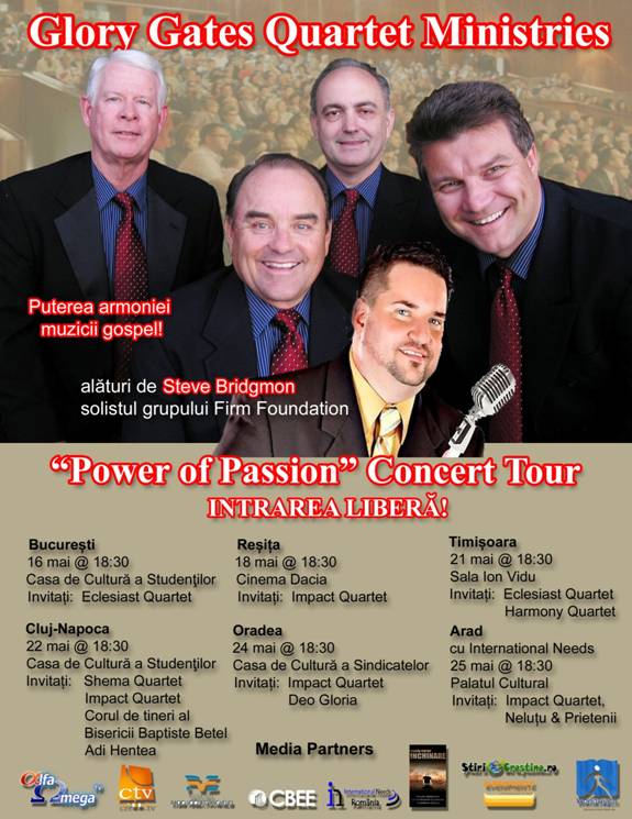 Concerte cu Glory Gates Quartet în 6 orașe din România