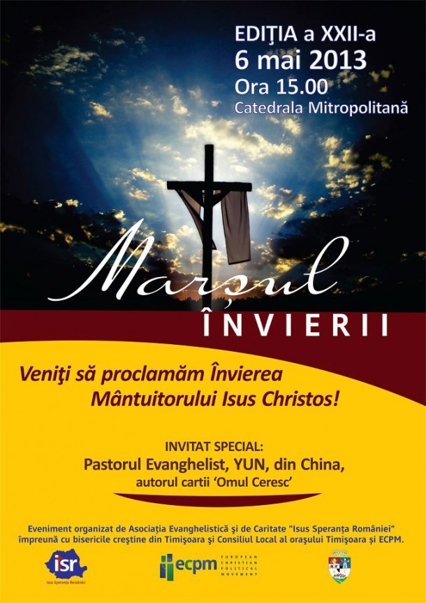 Marșul Învierii la Timișoara, cu participarea fratelui Yun