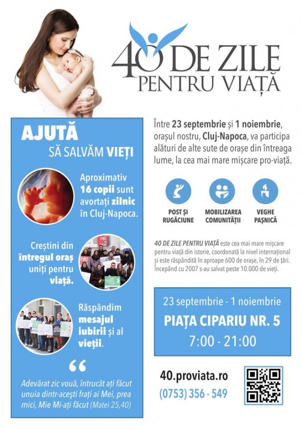 Campania “40 de zile pentru viață” revine la Cluj-Napoca