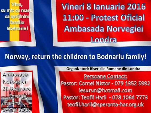 Protest la ambasada Norvegiei din Londra