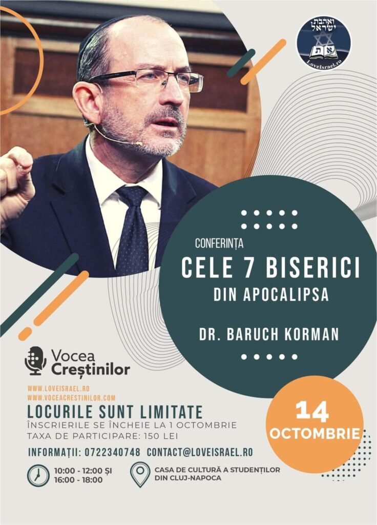 Conferinţă „Cele 7 BISERICI din APOCALIPSĂ” cu Baruch Korman la Cluj Napoca