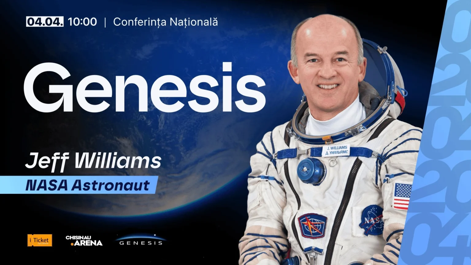 Conferința „GENESIS” cu astronautul NASA Jeff Williams la Chișinău: „O zi despre știință, credință și sensul vieții”